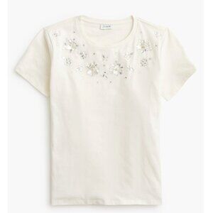J. Crew Flower jewel embellished Short Sleeve Tee NWT